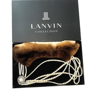 Lanvin Collection Faux Fur Mult-Layered Pearl Necklace